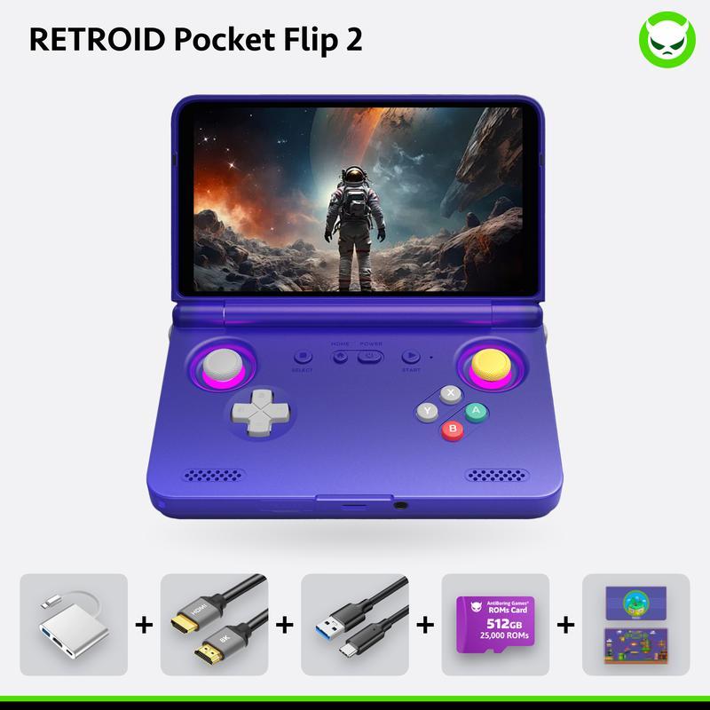 Retroid Pocket Flip 2 Pre-configured Handheld Console SD865 จอขนาด 5.5 นิ้ว, RAM 8GB LP4x, Android 1