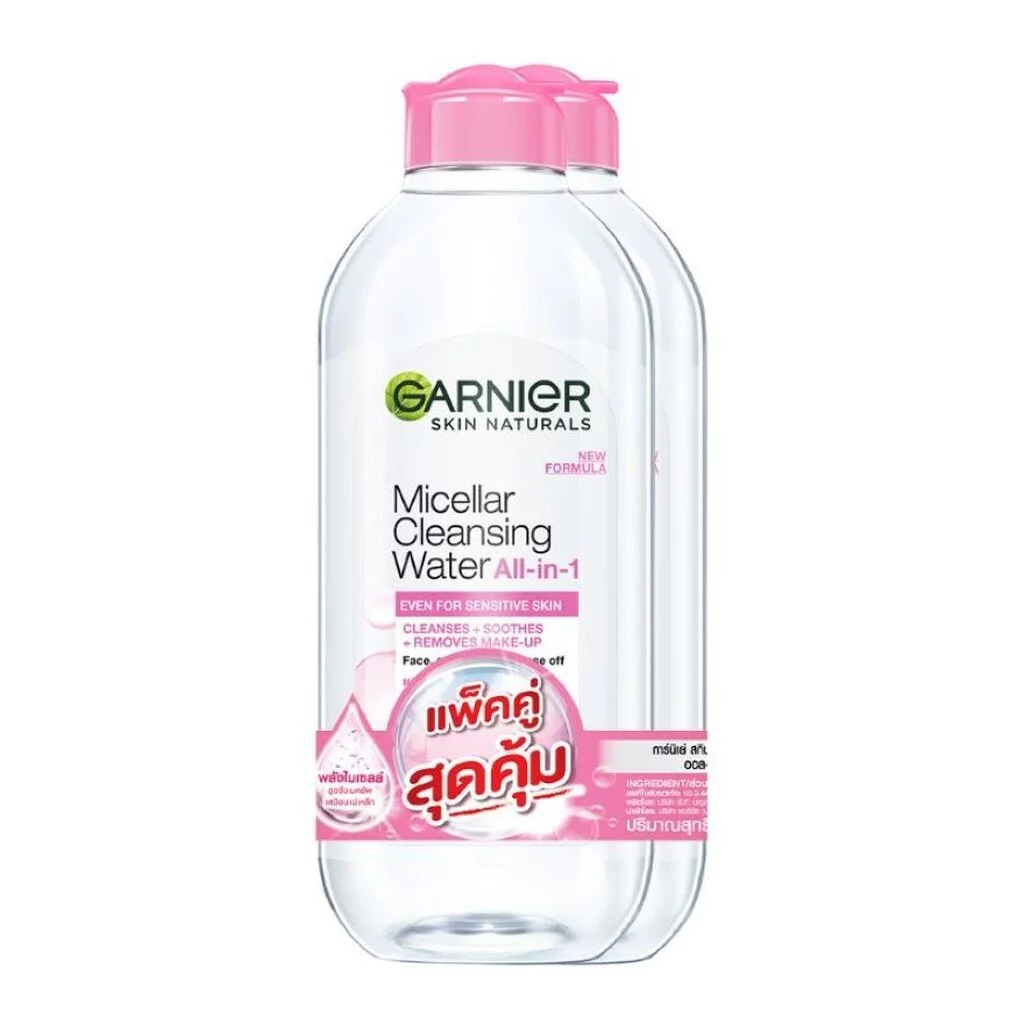 Garnier การ์นิเย่ ไมเซล่า คลีนซิ่ง วอเตอร์ ออล-อิน-1 อีเวน ฟอร์ เซนซิทีฟ สกิน 400 มล.แพ็คคู่