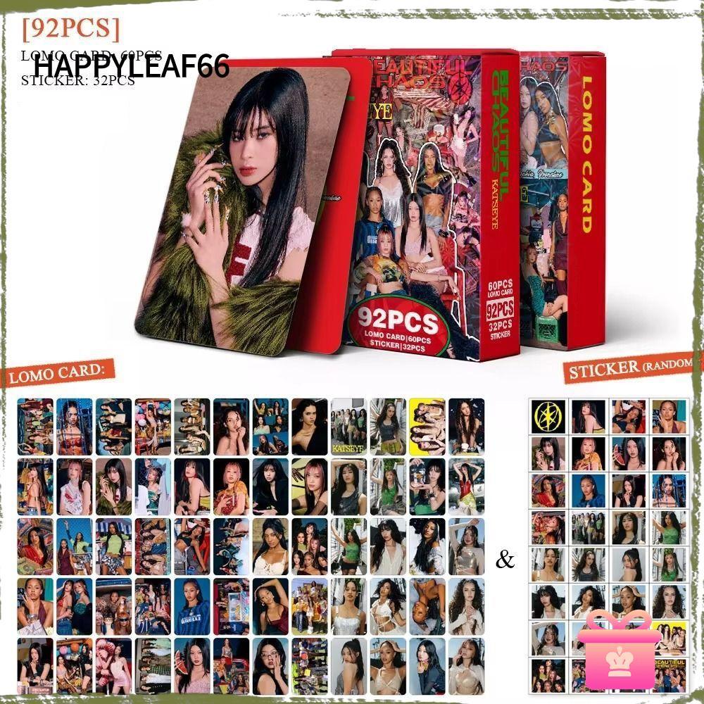 HAPPYLEAF66 92 ชิ้น/เซ็ต KATSEYE การ์ดรูปถ่าย Lomo, BEAUTIFULCHAOS MANON MEGAN KATSEYE อัลบั้ม LOMO 