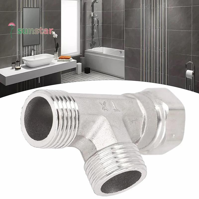 [Sunstar1] อะแดปเตอร์ T สแตนเลส G1/ 2" T-Valve Diverter วาล์วสามทางอุปกรณ์สําหรับ Bath Bidet er Show