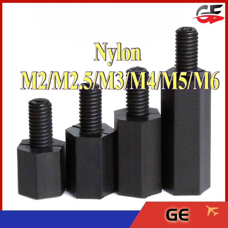 คอไนลอนหกเหลี่ยมหัวเดียว, คอลัมน์แยก, คอลัมน์รองรับ, คอลัมน์สเปเซอร์, สกรูแกนพลาสติก M2/M2.5/M3/M4/M