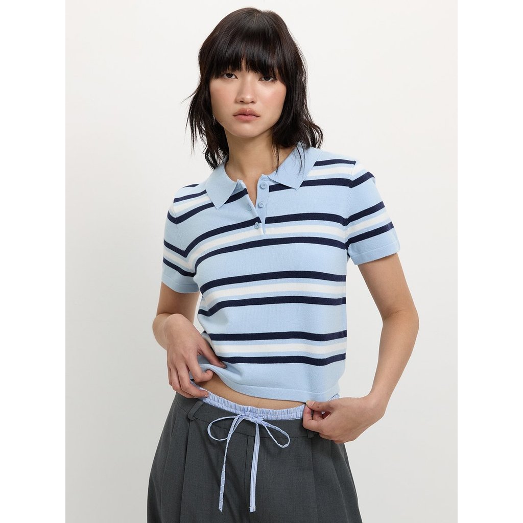 [Pomelo] เสื้อโปโลลายทาง / Striped Polo Top — صورة 2