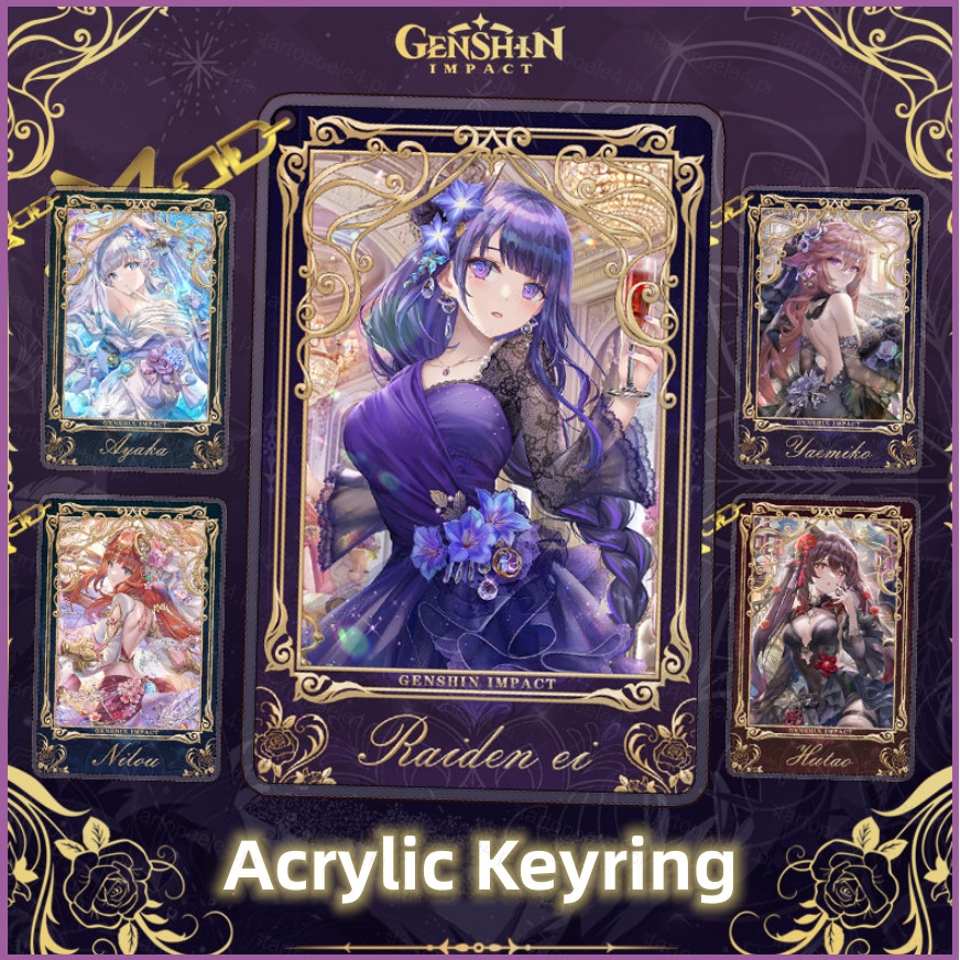 Genshin Impact พวงกุญแจอะนิเมะพวงกุญแจอะคริลิคน่ารักกระเป๋าจี้การ์ตูน Yae Miko Raiden Ei Hutao พวงกุ