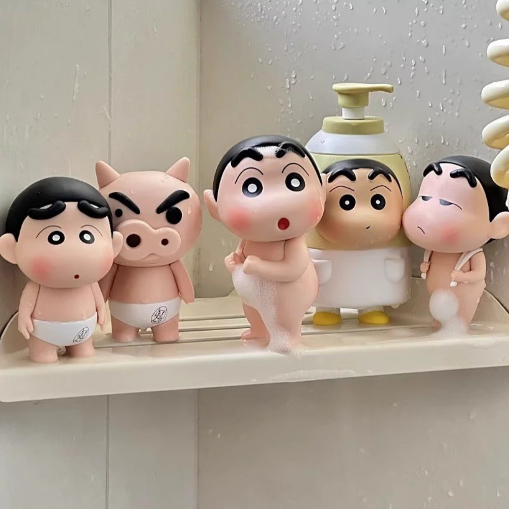 Crayon Shin chan Bathe Himawari Action รูปอะนิเมะ COD สต็อกคอสเพลย์ Action Figure ตุ๊กตาของเล่นสําหรับของขวัญเด็กคอลเลกชันเครื่องประดับรถบ้านเค้กตกแต่ง GachaMLML