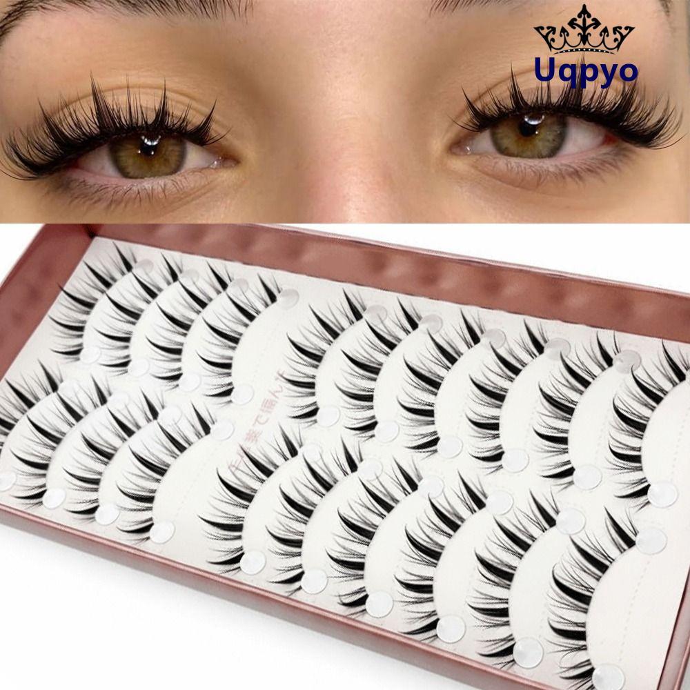 UQPYO Manga Lashes, Soft Natural Long Eyes Lashes, Hot Wispy Strip อะนิเมะปลอม Lashes Eye แต่งหน้า