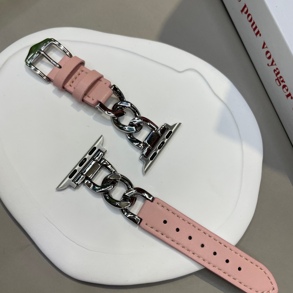 ZMZ สายนาฬิกา สายหนังโซ่หัวเข็มขัด สำหรับ Smartwatch ขนาด 38/40/41(S10)42mm 42/44/45/46/49mm