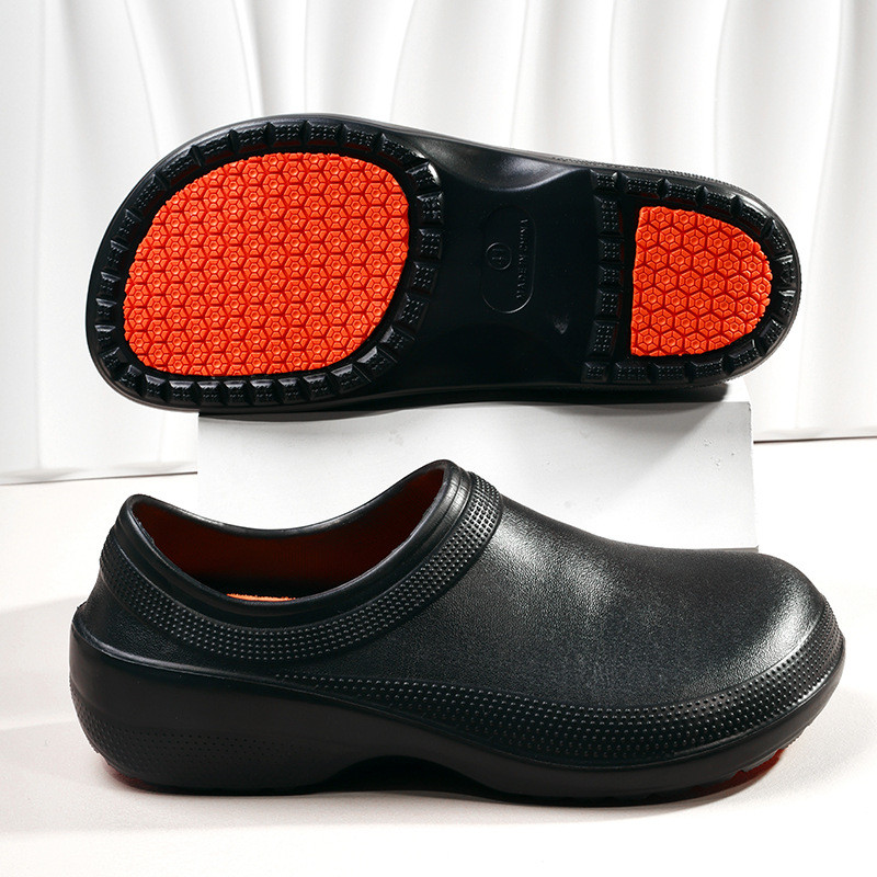 Non-Hole Shoes Mens Anti-Slip Waterproof Heel Sandals Casual All-Match Chef Hotel Catering Work Shoe