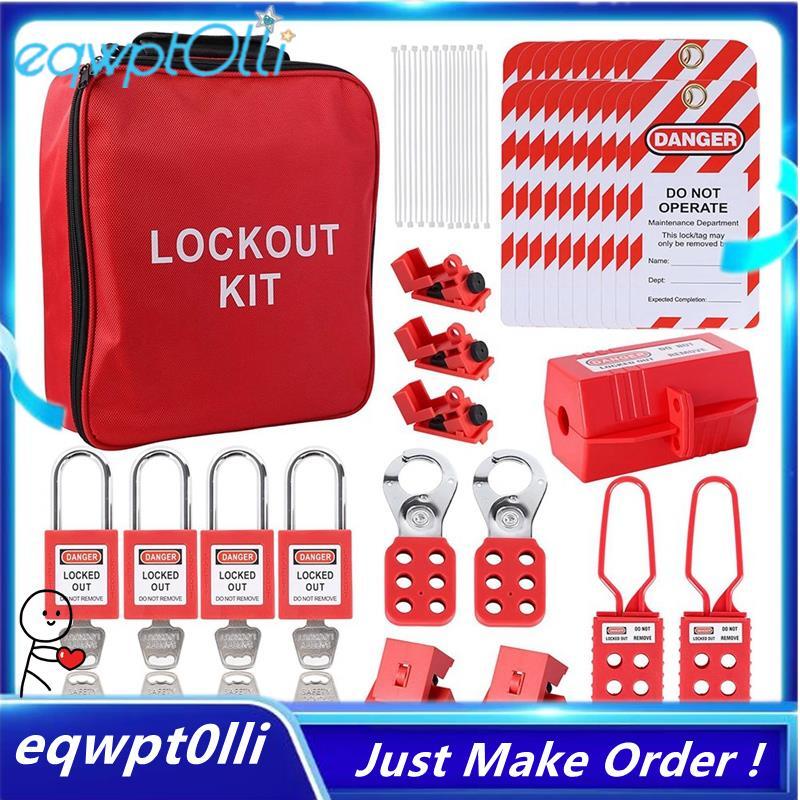 ^eQQ^Lockout Tagout Kit, ไฟฟ้า -ชุดพร้อม Circuit Breaker Lockout, Lockout Hasps, Lock Out Tags Multi