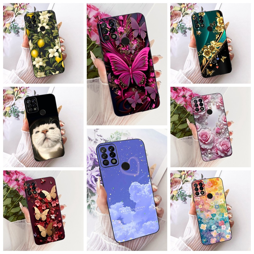 Tecno Pova เคสแมวน่ารักแฟชั่นผีเสื้อตลกทาสีปลอก Pova Tecno LD7 LD7j