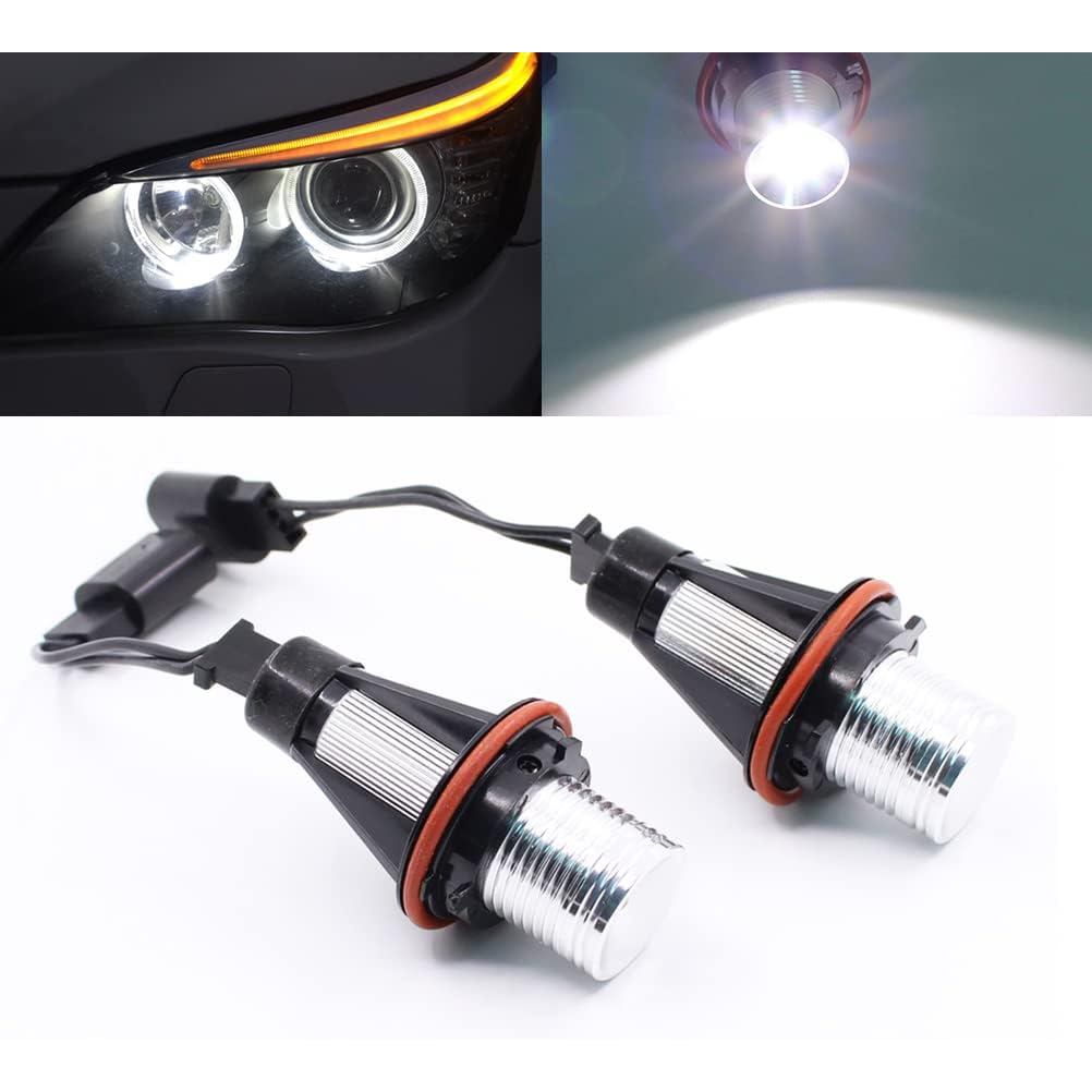 2Pcs 5W White LED Angel Eyes Halo Ring Marker lights Bulb Error Free Compatible with BMW 5 6 7 Serie