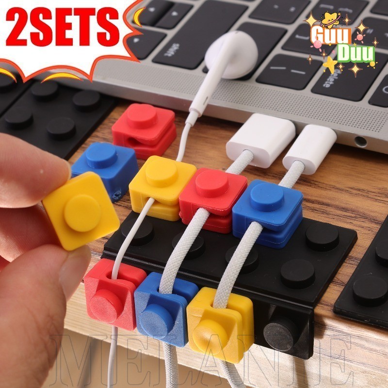 [ GuuDuu ]Building Block Cable Organizer - เครื่องมือเก็บสายเคเบิล - ที่หนีบสายไฟ USB แบบมีกาวในตัว - สําหรับสํานักงาน, ห้องครัว, ห้องนอน - คลิปหนีบสายเคเบิลเดสก์ท็อป