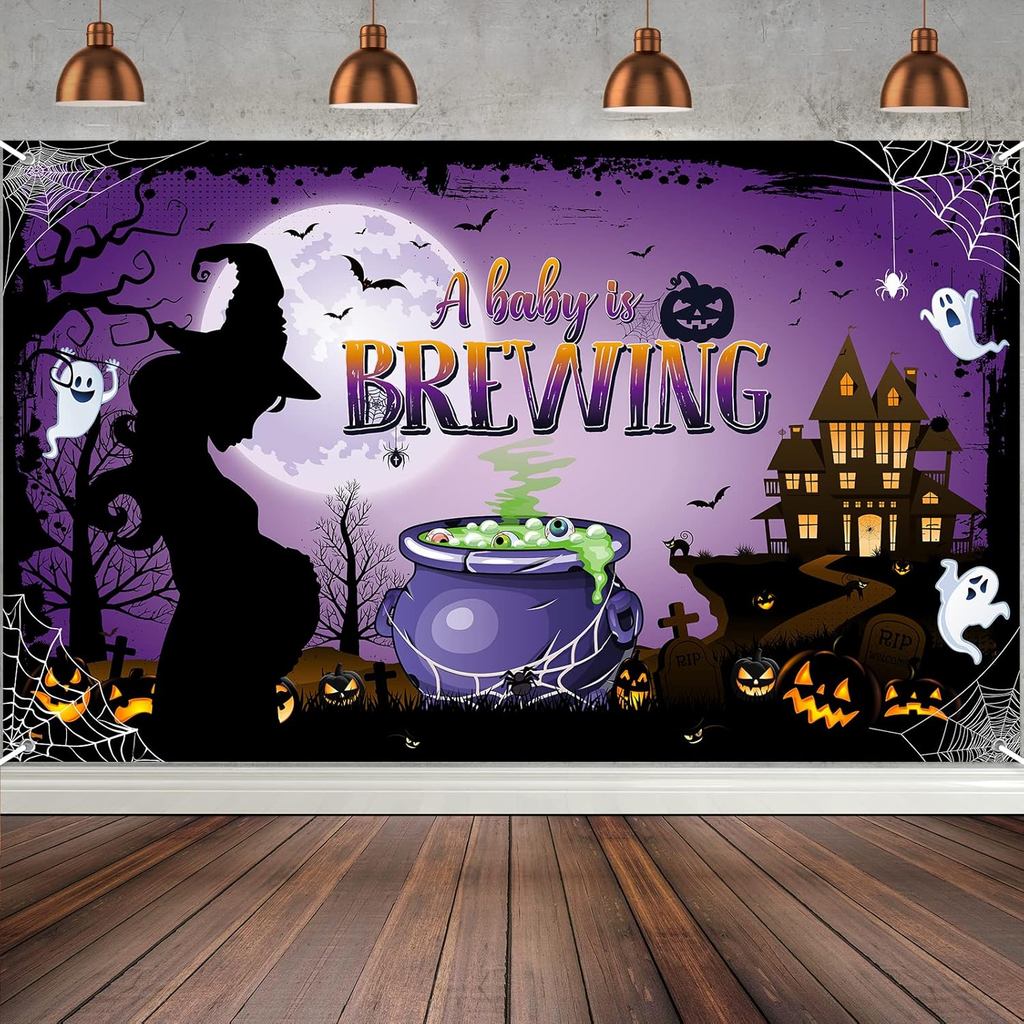 Halloween Shower Backdrop with Magic Theme, Baby Shower Party Decorations, Supplies & Favors, Photob