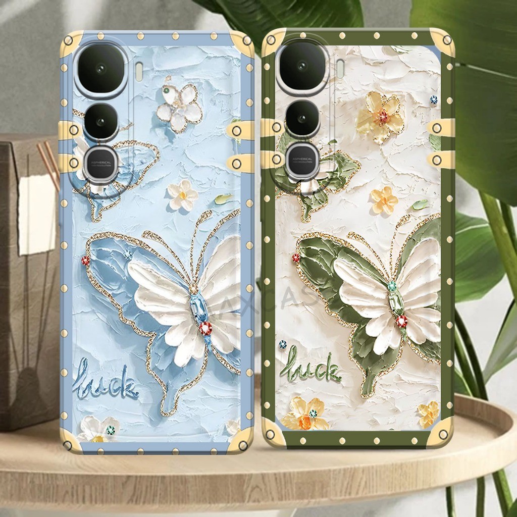 M0P Softcase Hp Vivo Y400 ล่าสุด 2025 Butterfly Motif Frame - Hp Case - เคส Hp ปัจจุบัน - กล้องซิลิโ