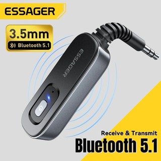 ESSAGER สำหรับส่งเสียงและรับเสียง AUX 3.5 มม. รองรับเครื่องเสียงรถยนต์ ลำโพงในบ้าน ทีวี หูฟังบลูทูธ  RX/TX BT10