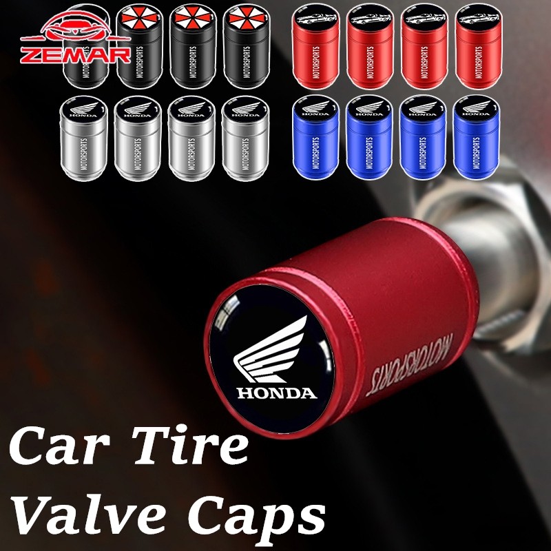 2/4Pcs Honda มอเตอร์ยางวาล์วหมวกรถจักรยานยนต์จักรยานโลหะกันฝุ่น Stem Air Valve Caps สําหรับ Honda PC