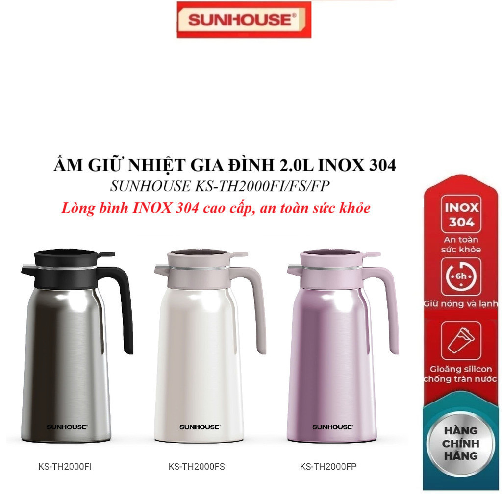 FAMILY HEAT KETTLE 2.0L Stainless Steel 304 SUNHOUSE KS-TH2000FI/ KS-TH2000FS/ KS-TH2000FP NOX 304 ค