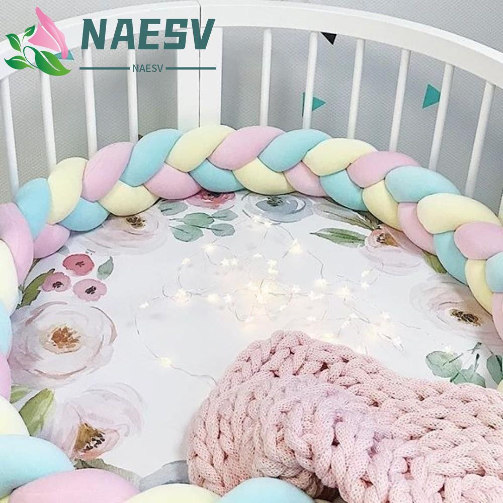 กันชน NAESV Cot, Handmade Soft Plush Bed Bumper, Knotted Plush Pad Breathable ล้างทําความสะอาดได้ An