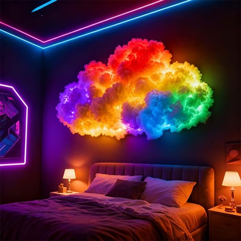 GJ * ไฟเย็บด้วยมือ Led เมฆสําหรับห้องนอนหลากสีชุดไฟกลางคืนสร้างสรรค์พร้อม APP ควบคุม Coolest เพดาน Decora