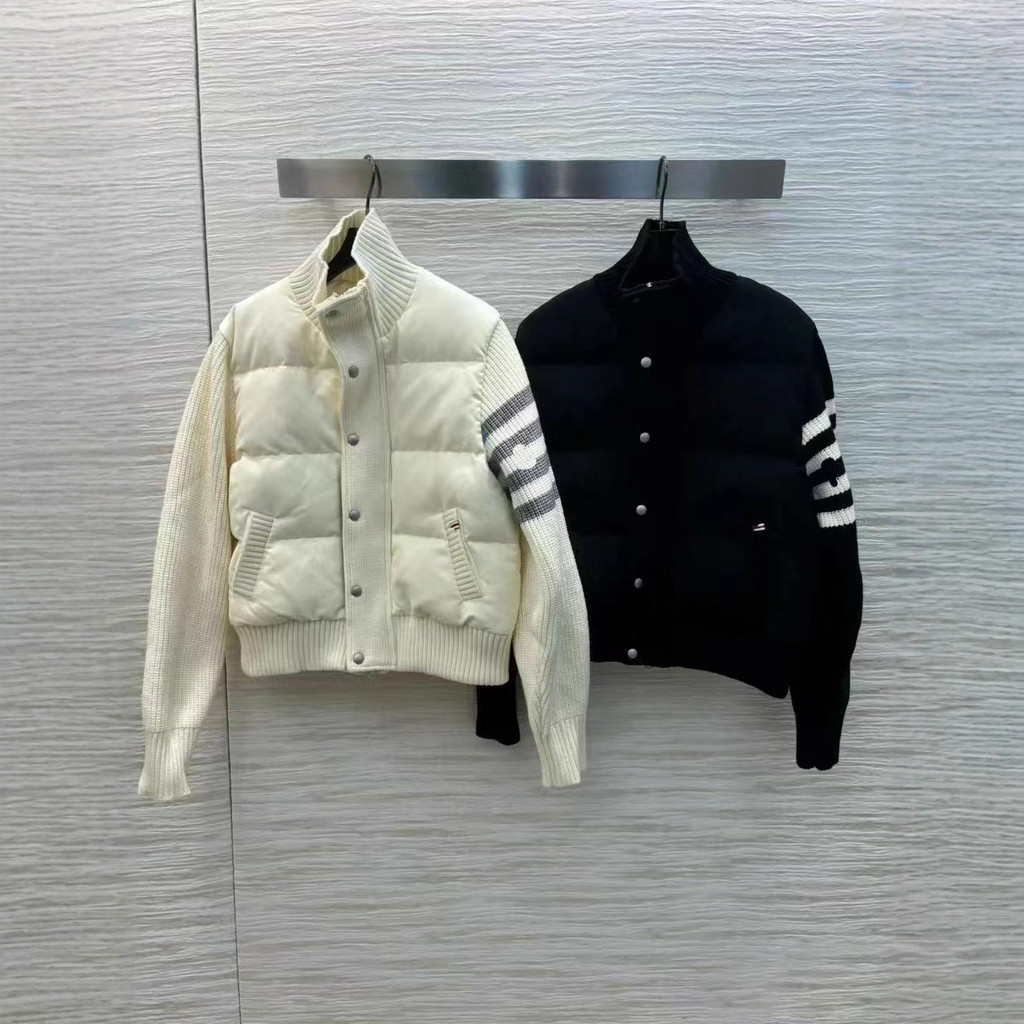 U2HB TB 2025SS Autumn and Winter New Sweater Sleeve Spliced Down Jacket Button Coat
