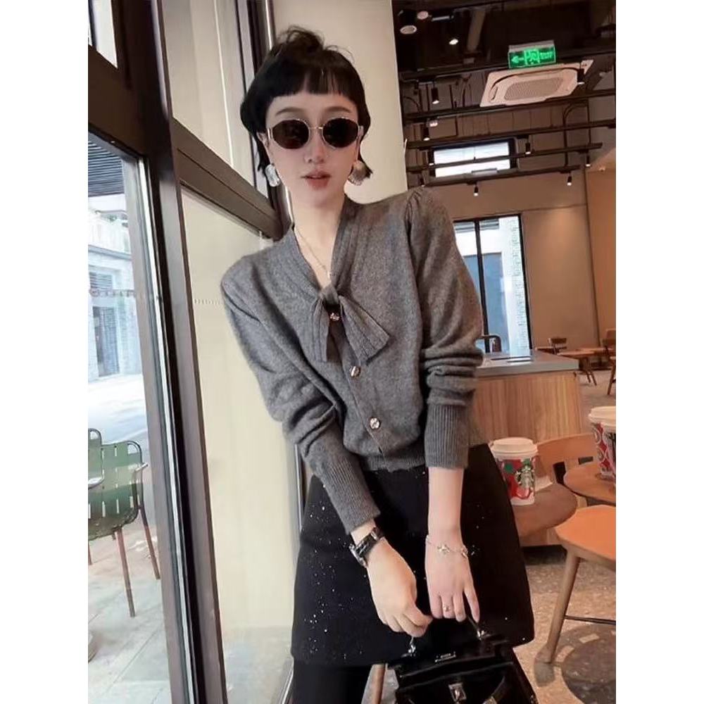 T Classy Slimmer ดู All-Match โบว์ถักเสื้อกันหนาวเสื้อสเวตเตอร์ถักผู้หญิงฤดูใบไม้ร่วงฤดูหนาว 2025 Hi