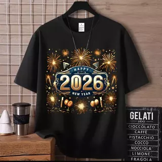 เสื้อยืดปีใหม่2026 เสื้อแขนสั้นลาย happy new year