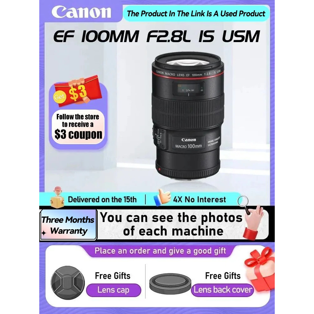 Canon Ef 100mm F2.8l Is Usm Ef 100-400mm F4.5-5.6l Is Usm Full Frame Macro Dslr เลนส์สําหรับ 5d Iii 