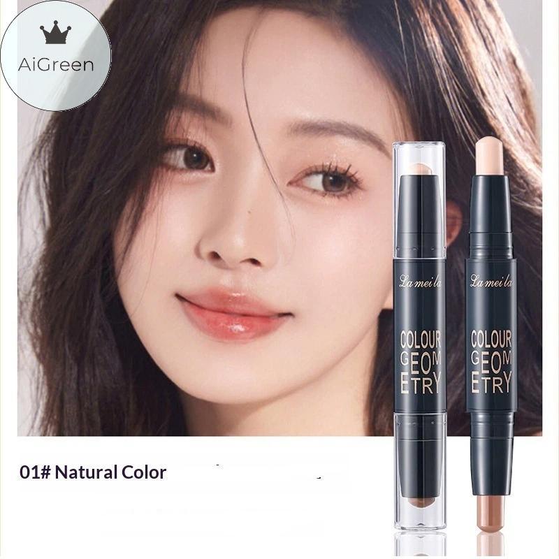 AiGreen 2in1 Double-ended คอนซีลเลอร์ Stick High Coverage กันน้ําสําหรับแต่งหน้าใบหน้าน้ําหนักเบายาว