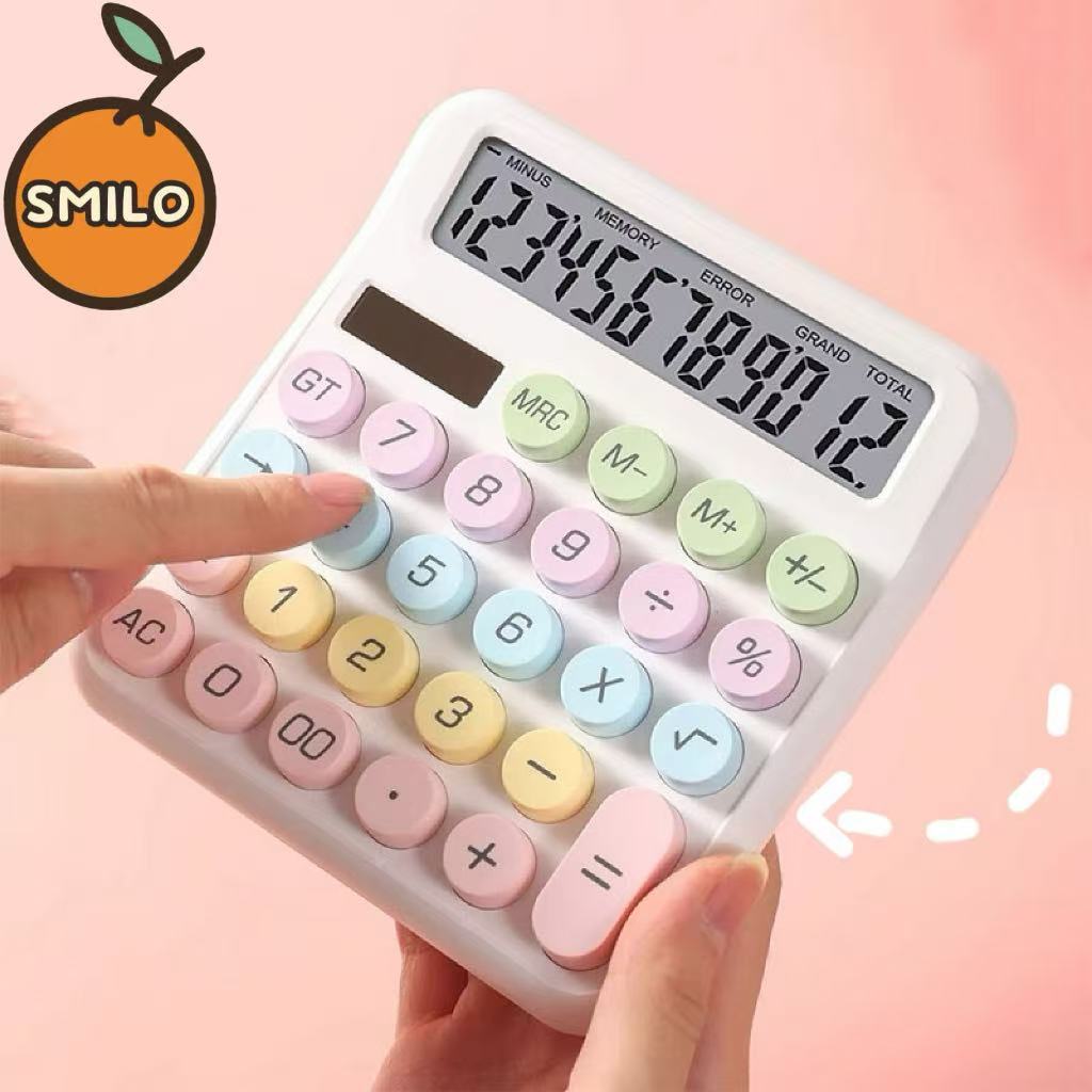 SMILO คิด เลข 12 หลัก  เครื่องเขียน สําหรับโรงเรียน และสํานักงาน แป้นพิมพ์กล ที่ใช้แบตเตอรี่
