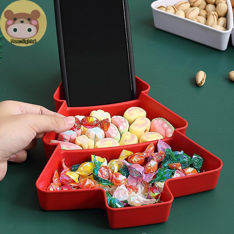 Moonlights1 Creative Christmas Tree จานผลไม้แบ่งจานขนม Candy ผลไม้แห้งและ Melon Seed กล่องเก็บ EN
