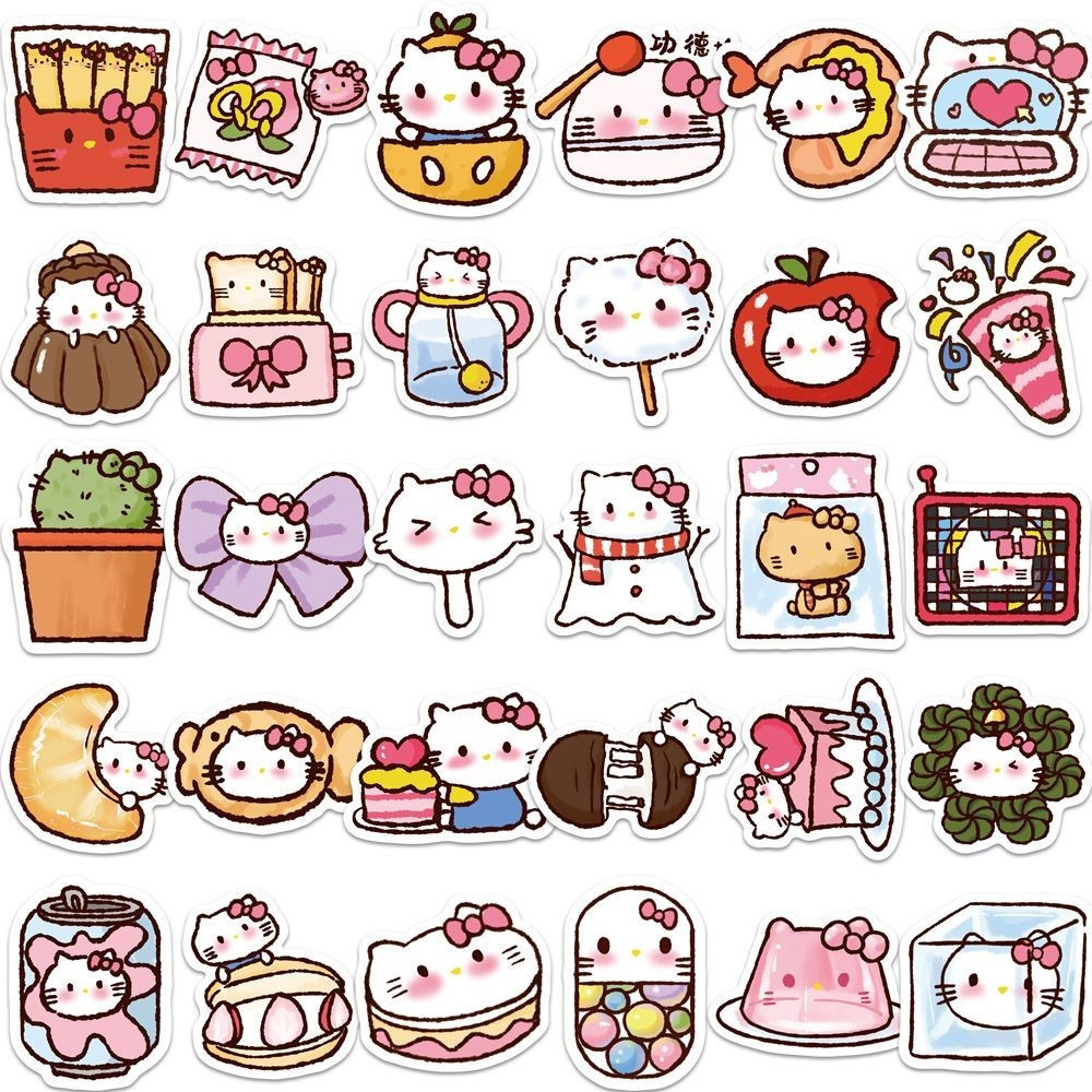 90 แผ่น kt Cat Hello Kitty diy คู่มือวัสดุสติกเกอร์ปิดผนึกสติกเกอร์แล็ปท็อปสติกเกอร์กันน้ําสเก็ตบอร์ดตู้เย็น ipad ถ้วยน้ํา Thermos ถ้วยเคสโทรศัพท์สติกเกอร์ตกแต่ง - รูปที่ 2