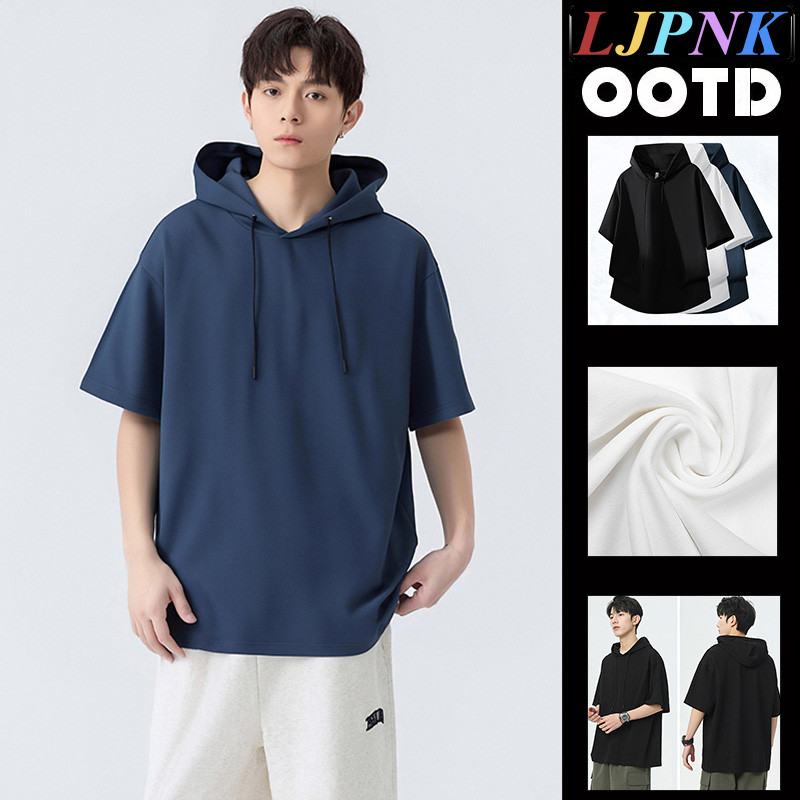 LJPNK เสื้อยืดกีฬามีฮู้ดน้ําหนักเบา – Summer Thin Quick Dry Mens Top