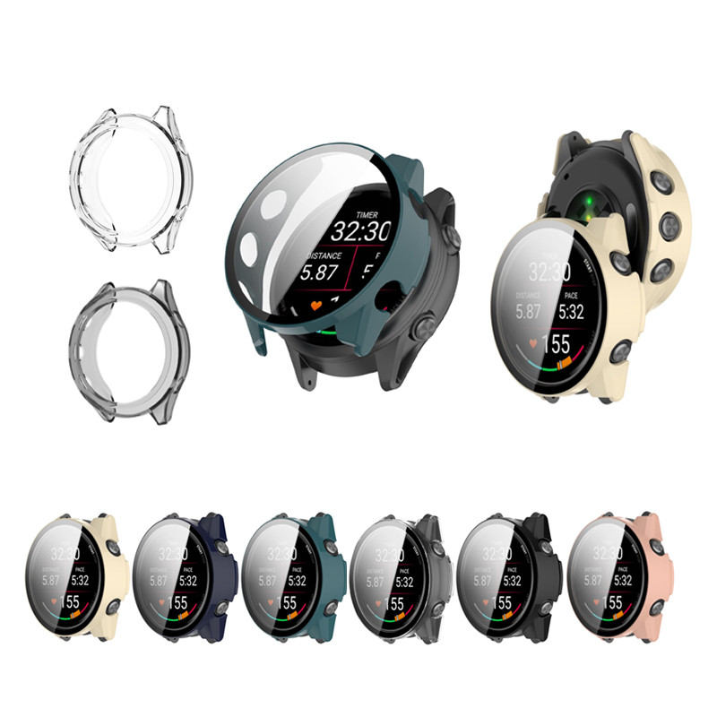 สําหรับผู้เบิกทาง Garmin 970 570 42 มม.47 มม.เคส PC กระจกนิรภัยแบบเต็มหน้าจอ Protector TPU เคสป้องกัน