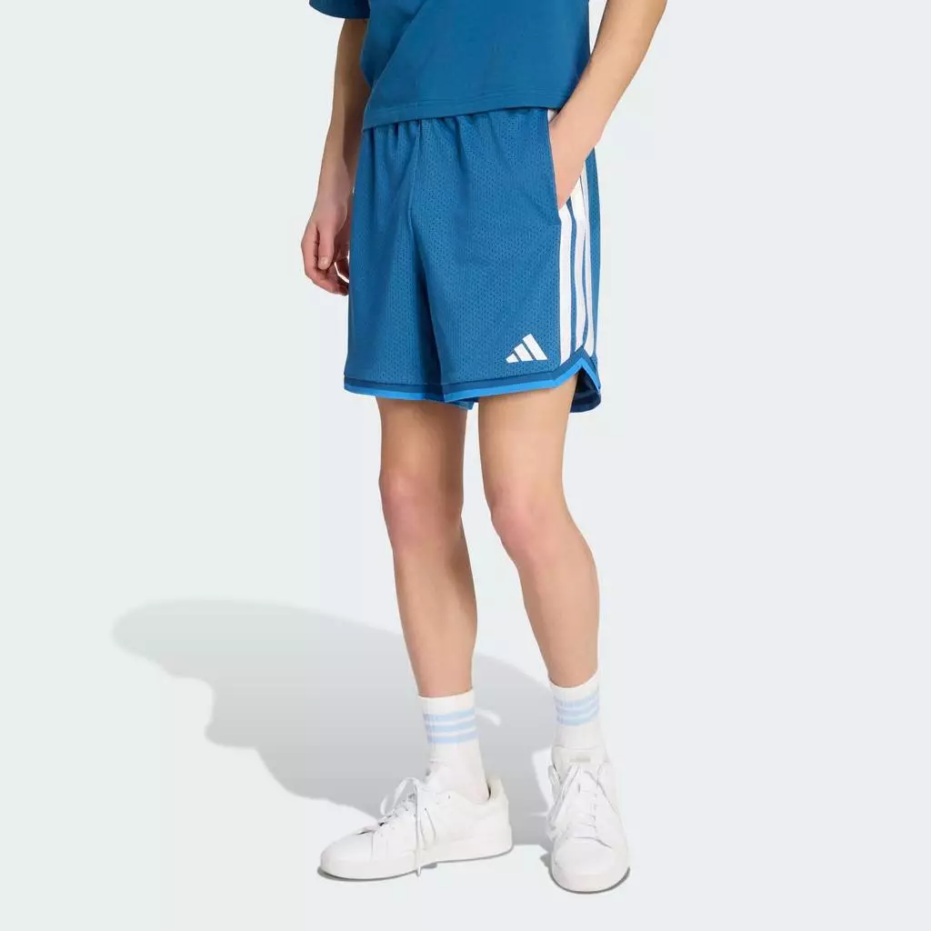 adidas ไลฟ์สไตล์ กางเกงขาสั้นผ้าตาข่าย STADIUM ผู้ชาย สีน้ำเงิน JZ6855