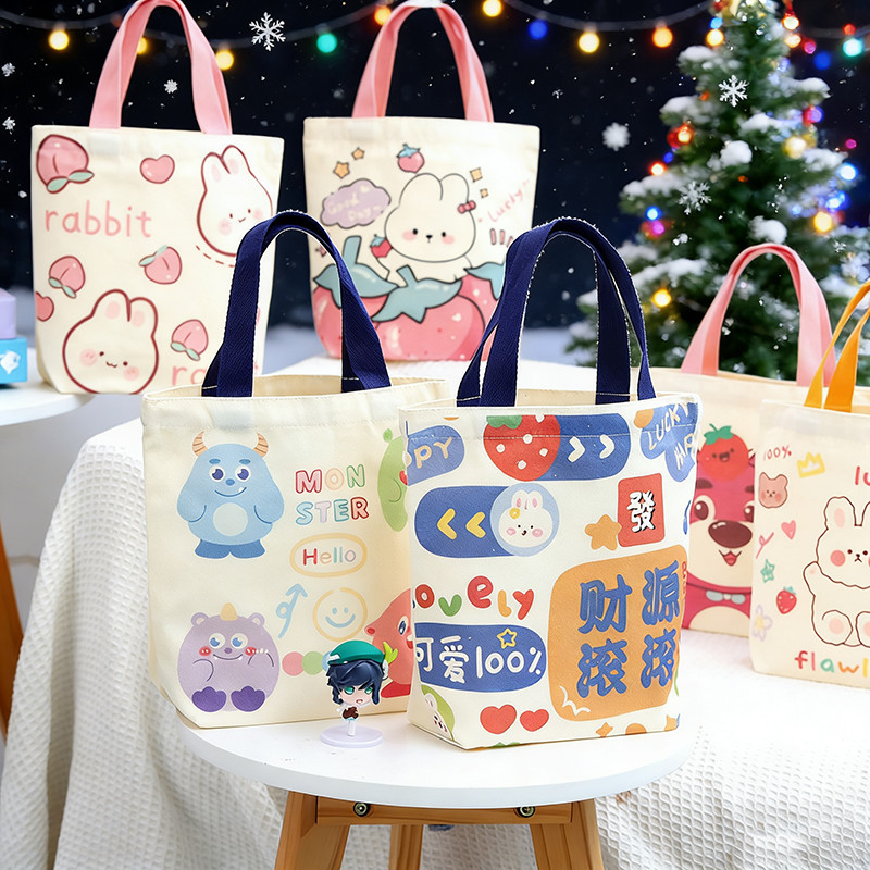 Christmas🎄พร้อมส่ง กระเป๋าผ้า ถุงผ้า เอนกประสงค์ ขนาดใหญ่ จุของได้เยอะ รับน้ำหนักได้ดี ดีไซน์น่ารัก ลายหมี