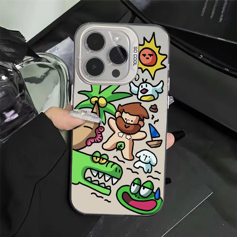 เหมาะสําหรับ Samsung A55 35 A53 34 เคสโทรศัพท์ S24Ultra Savage S23FE/Note20U ตลกสีสันเงิน