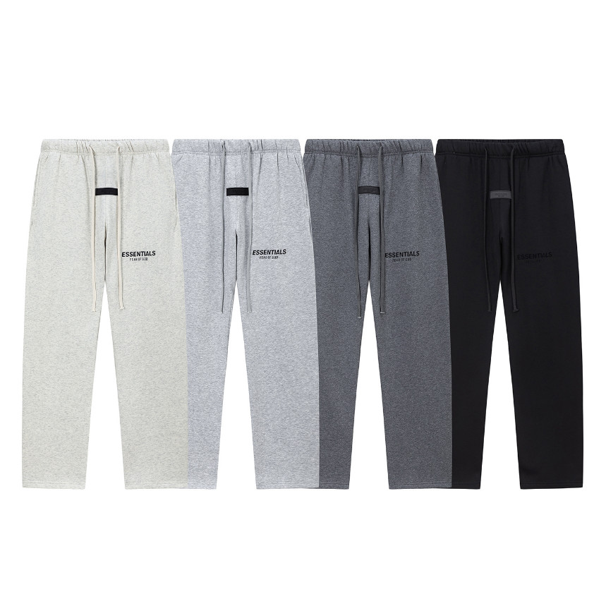 FOG Double Line ESSENTIALS กางเกงผู้ชาย ลายตัวอักษร flocking สไตล์High Street ทรงตรง ใส่สบาย