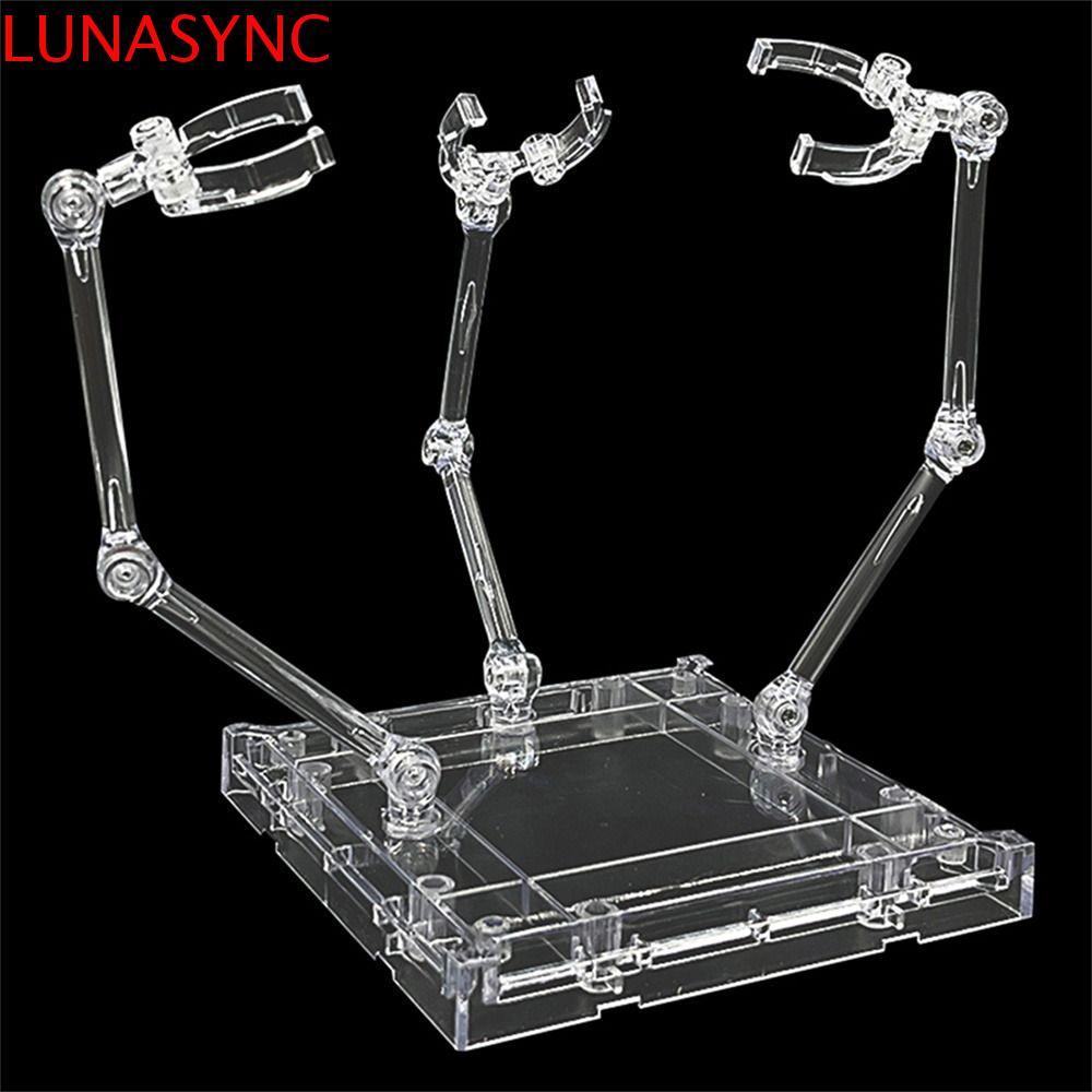 LUNASYNC Action Figure Base, ตุ๊กตาสามหัวผู้ถือรูปแสดงวงเล็บ, อุปกรณ์เสริมรูปตุ๊กตาขาตั้ง RG Rabot Clear รุ่นผู้ถือของเล่น HG1/144