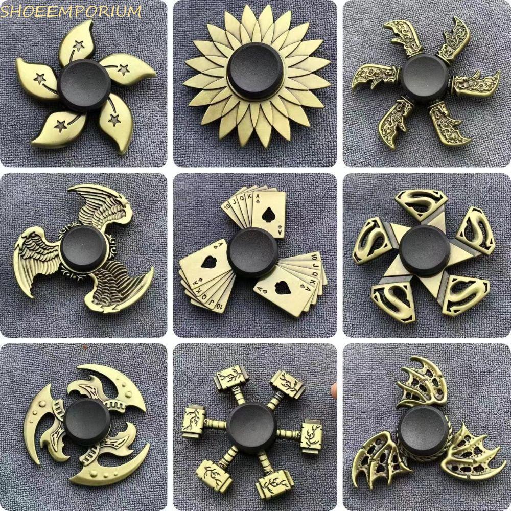 SHOEEMPORIUM Finger Spinner,ทองเหลืองสีสังกะสีอัลลอยด์Fidget Spinner,Hand Spinnerภายนอกเรียบโลหะตลกมือปั่นผู้ใหญ่ของขวัญ