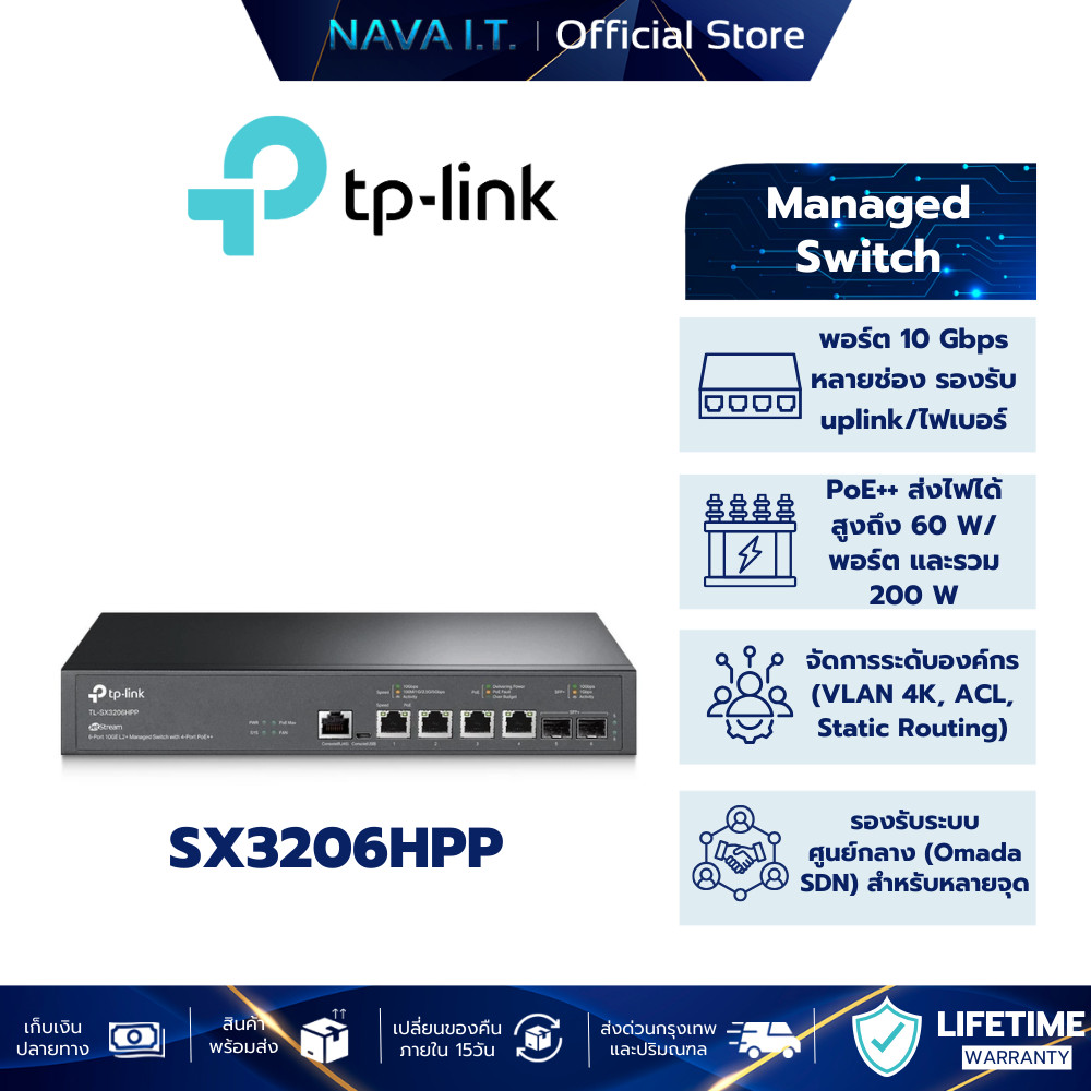 TP-LINK SX3206HPP Omada 6-Port 10GE L2+ Managed Switch with 4-Port PoE++