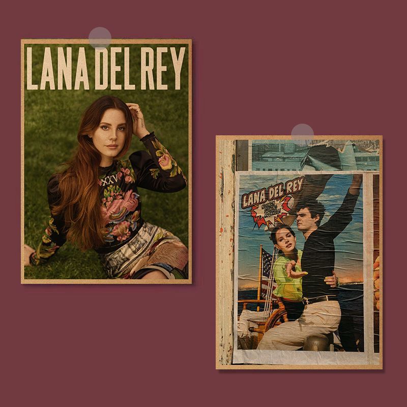 Lana Del Rey Lana Del Rey โปสเตอร์หอพักสไตล์ฮ่องกง Retro กระดาษคราฟท์ห้องนอนสติ๊กเกอร์ติดผนังโปสเตอร