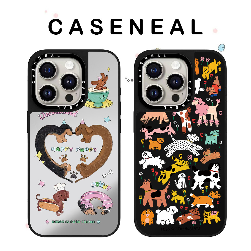 CASENEAL Graffiti ไส้กรอกสุนัขกระจกคุณภาพสูงเคสโทรศัพท์เหมาะสําหรับ iPhone 17ProMax 17pro 17 air 16promax 16 15promax 15 14promax 13 13promax แฟชั่น Anti Drop Hard Case