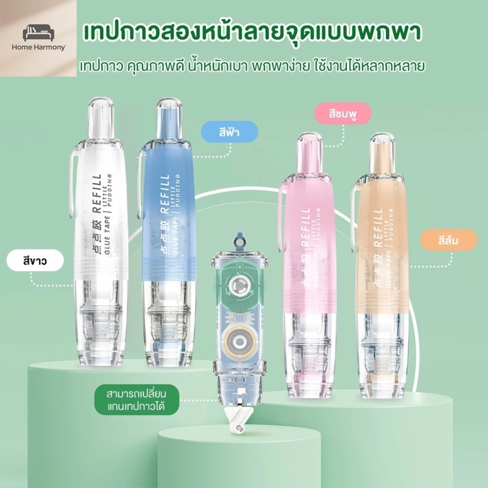 A00155  สําหรับตกแต่งสมุดภาพสํานักงานเทปสองด้านที่มีรูปแบบจุดน่ารักกดรีฟิลแบบพกพา