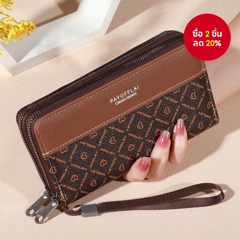 ผู้หญิงย้อนยุคกระเป๋าสตางค์หนังซิปคู่กระเป๋าสตางค์ธุรกิจกระเป๋าถือบัตรเครดิตผู้ถือโทรศัพท์คลัทช์
