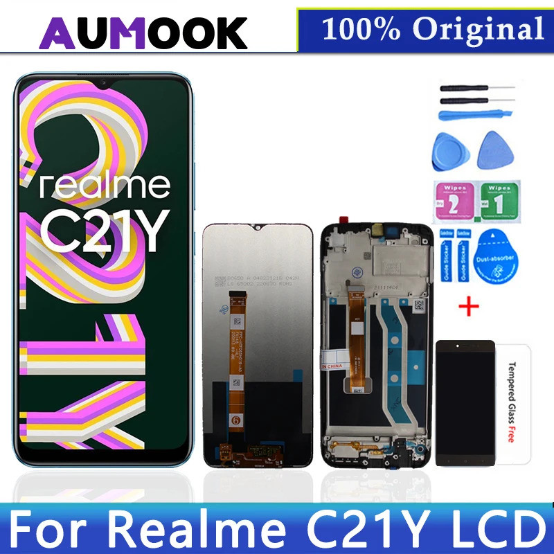 Original 6.5 "LCD สําหรับ Realme C21Y RMX3261 จอแสดงผล Touch Screen Digitizer Assembly สําหรับ Realm