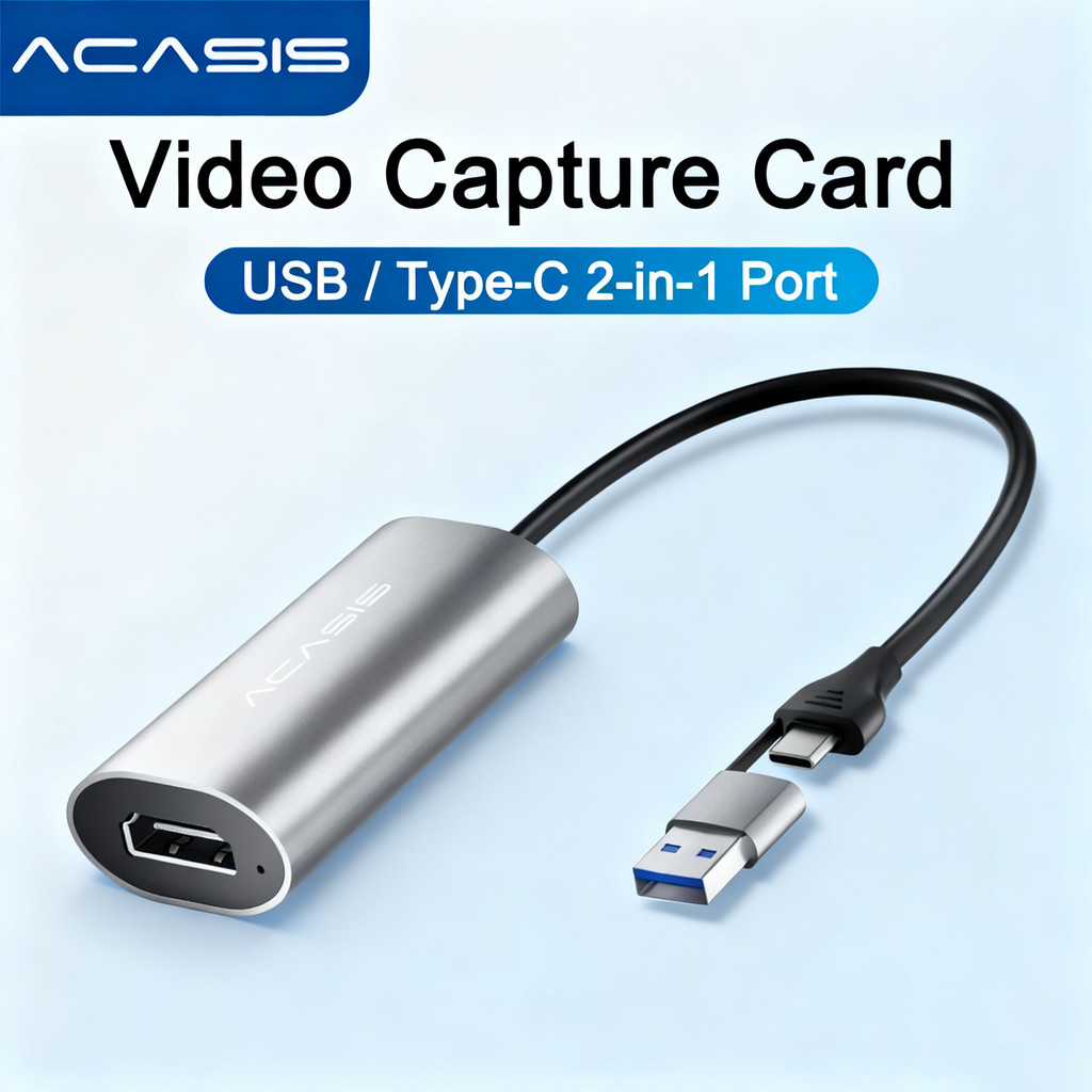 ACASIS การ์ดจับภาพวิดีโอ 4K HDMI เป็น USB/Type-c Video Grabber สําหรับพีซีสําหรับ PS4 เกม DVD กล้องว