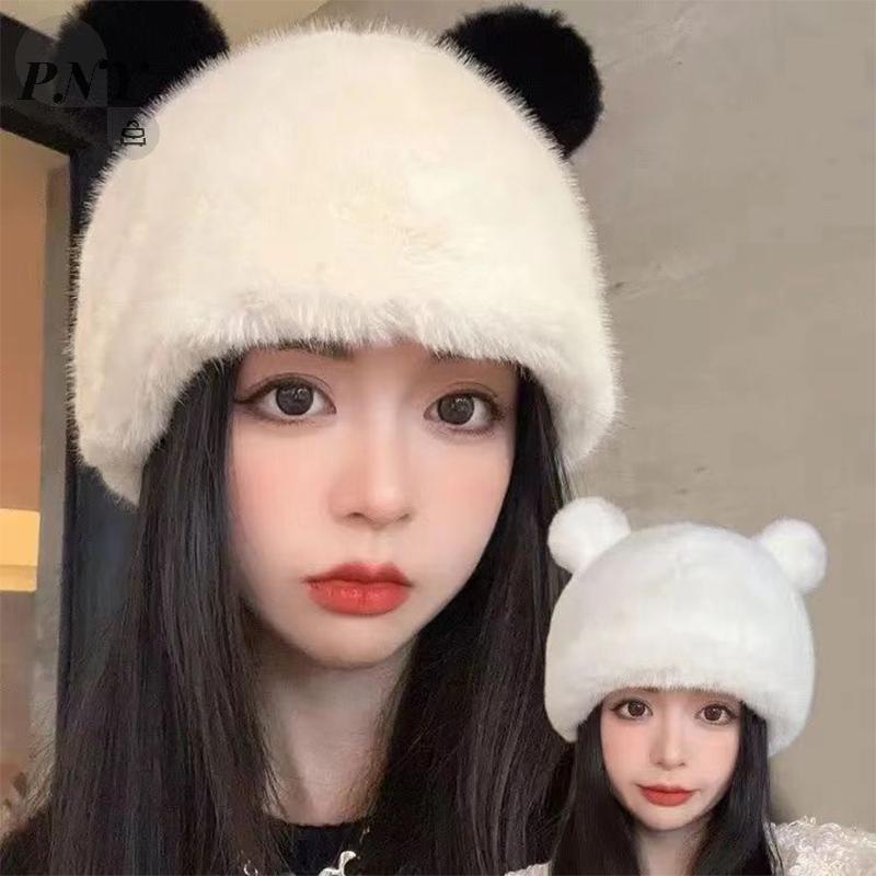 [PNY] หมวกผ้ากํามะหยี่ฤดูหนาวผู้หญิงหมวกถังอุ่นหนาสําหรับผู้หญิงหมวกป้องกันหูหมวกชาวประมงกันลม VN