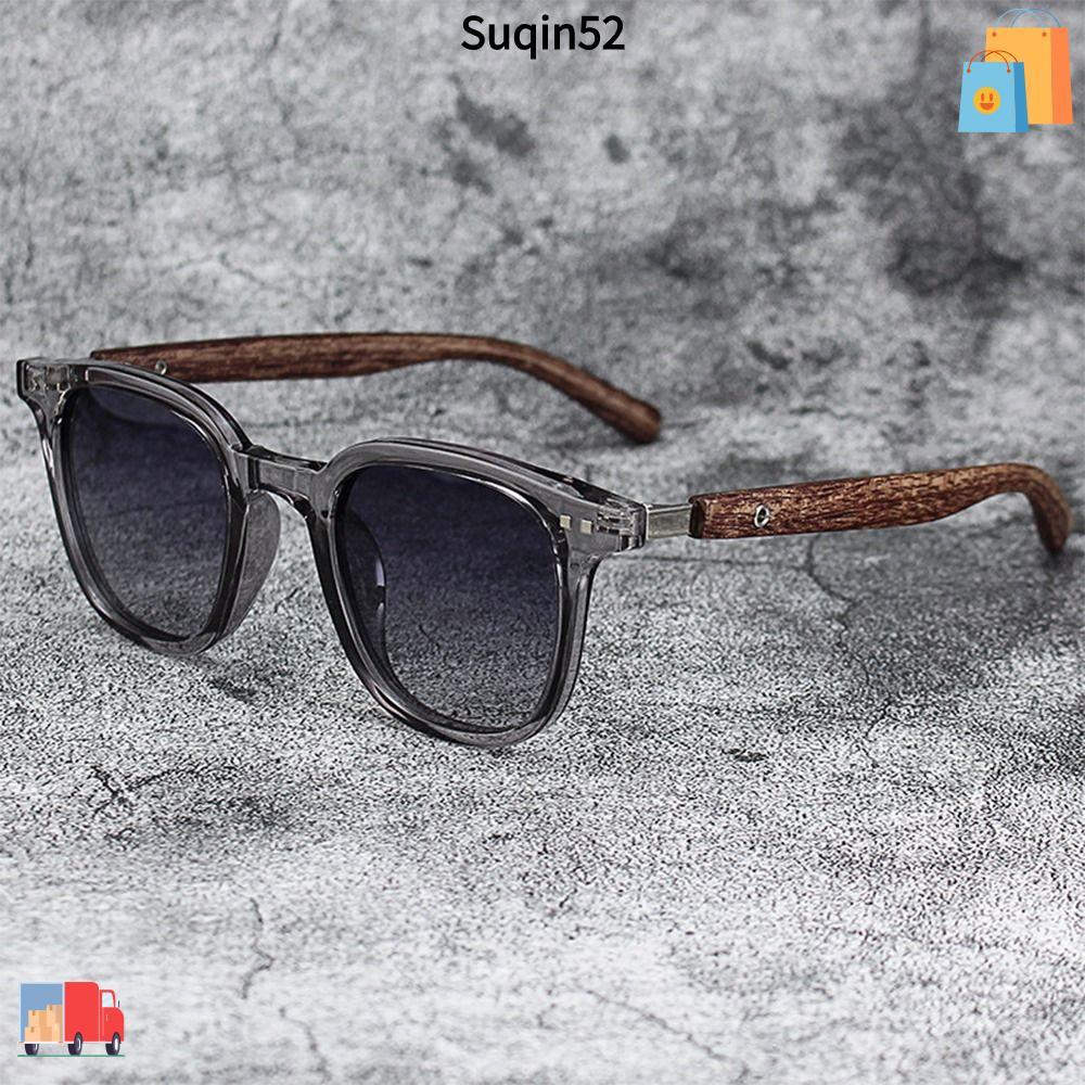 SUQIN52แว่นตากันแดดลายไม้,การถ่ายภาพถนนกลางแจ้งป้องกันรังสียูวีสแควร์กรอบแว่นตาดวงอาทิตย์,แว่นตาขี่จักรยานวินเทจสําหรับผู้หญิงและผู้