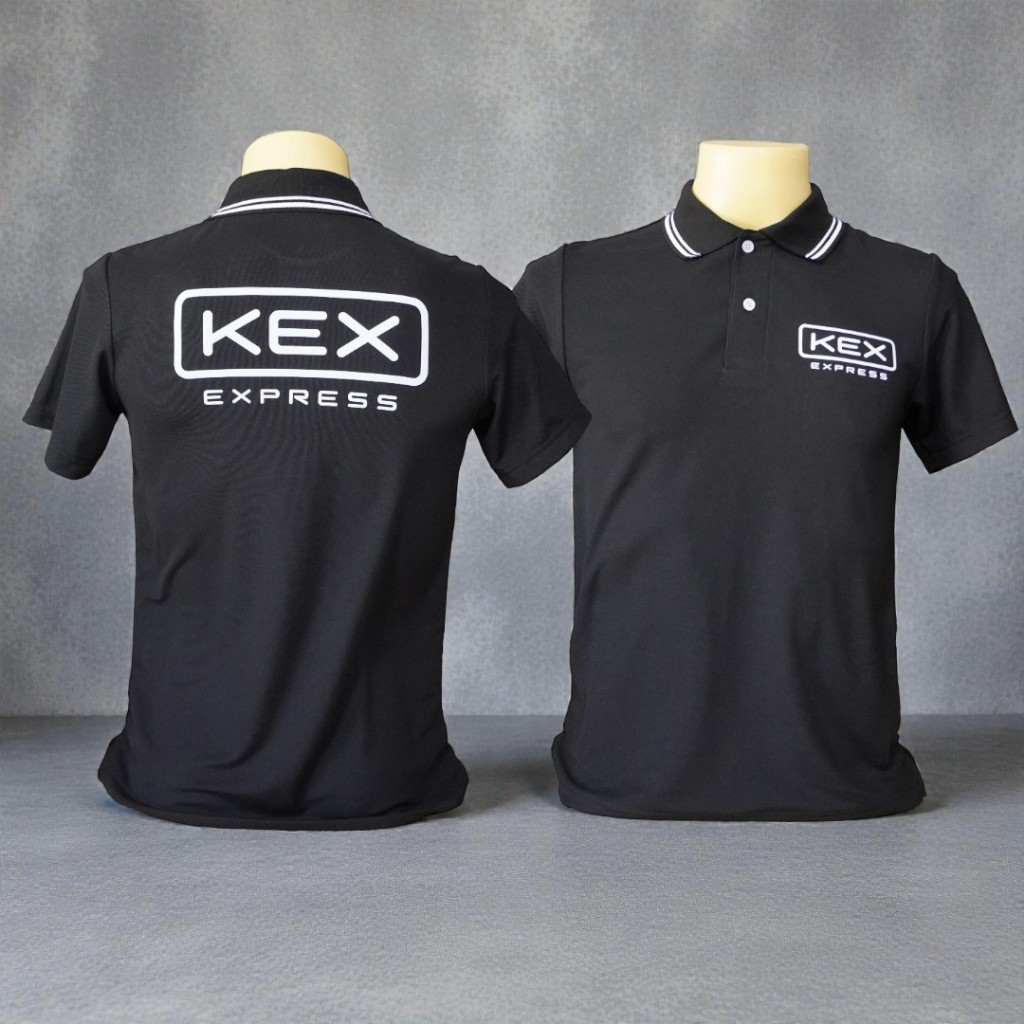suncolor mall เสื้อขนส่งKEX EXPRESS โปโลสีดำ คอปกดำขลิบขาว มี7ไซส์ S-3XL ทรงมาตราฐาน ใส่ได้ทั้งญ-ช พ