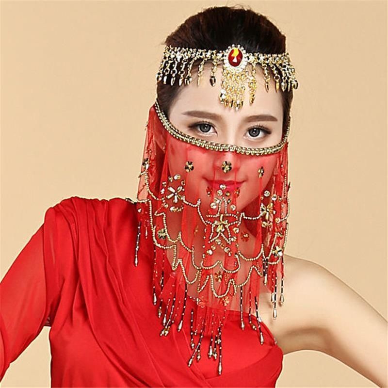 Belly Dance Veil Dance Accessories Dance Performance Accessories Zhu Girl Face Towel Cover Face Curt
