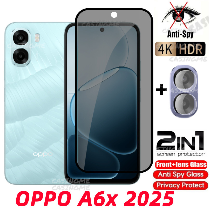 OPPO A6x 2025 กระจกนิรภัยกันแอบมอง คลุมเต็มจอ สําหรับ OPPO A6x/A6x Pro/A6t/X 4G/5G ฟิล์มกันแอบมอง Anti-Spy